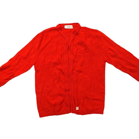 Pure Vintage 100% Wool 1940s-1950s Red Long Sleeve Cardigan Sweater - Picture 3 of 11